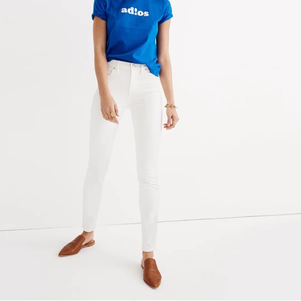9" High-Rise Skinny Jeans in Pure White
